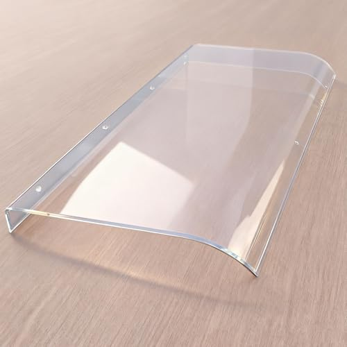 VOIRDA Pensilina da Esterno in Policarbonato Tettoia per Esterno Trasparente Antipioggia e Antineve per Finestra, Porta d'Ingresso, Cortile e Patio 40 60 80 160 180 200cm(Transparent,30x34cm)