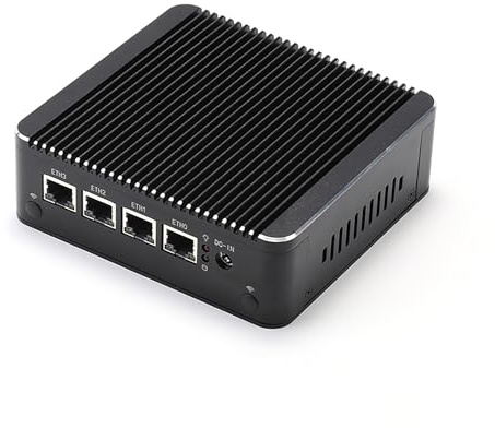ANDAQI Micro Firewall Appliance, Mini PC, PFSense, Mikrotik, OPNsense, VPN, Router PC, Celeron N2940, RS34, 4 x Intel I210 1GbE LAN, VGA, HDMI, SIM Slot, 8G RAM, 128G SSD