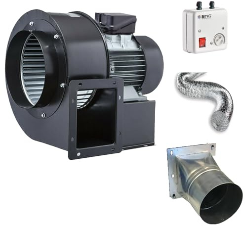 Turbo - Ventilador centrífugo centrífugo (1800 m3/h, 230 V, brida, tubo flexible y regulador)