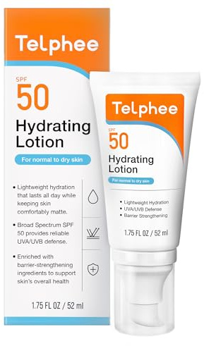 Telphee Ultra Defence Crema Solare Viso SPF 50 | 2-in-1 Crema Idratante Viso con 3 Ceramidi | Tecnologia Barrier-Lock 8 Ore| 60 Min. Resistente all‘Acqua, Zero Alone Bianco | Senza Profumo