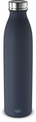 alfi PURE BOTTLE Isolierflasche 0,75 l, 24 h kalt, shadow blue mat | 12 h heiß, Kohlensäurefest, auslaufsicher, Edelstahl Trinkflasche, pulverbeschichtete Oberfläche, blau