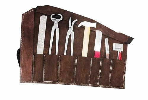 AMKA Hufbeschlag Garnitur im Lederetui 9 teilig Huf Werkzeug Set, Hufbeschlag Set für die Hufpflege Farriers Horse Hoof Set -Hoof Farrier Kit