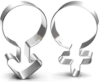 WJSYSHOP Ausstechform für Plätzchen, Motiv: männliche und weibliche Zeichen – Edelstahl