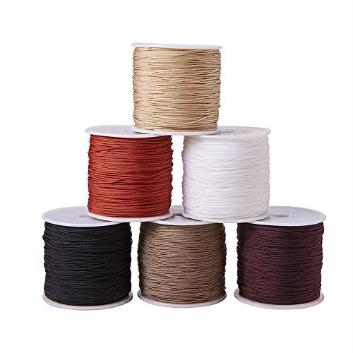 PandaHall 600 Yards 0.8mm Nylon Beading String Cord 6 Farben Chinesische Knotenschnur Nylon Kumihimo Makrame Faden Geflochtene Lift Shade Cord für Freundschaft Armbänder