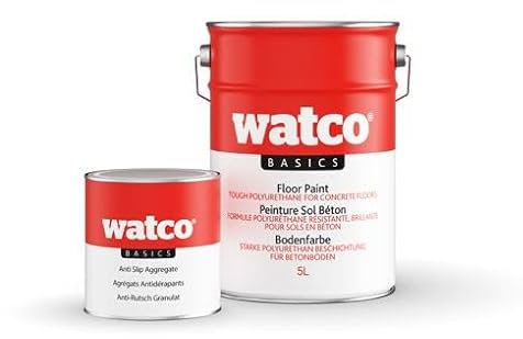 Watco Basique Peinture Sol Béton Antidérapante Polyuréthane Résistante pour Intérieur (5L, Gris Clair)