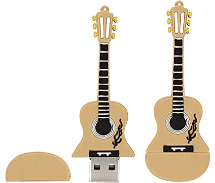 16GB Gitarrenform USB Stick USB 2.0 Flash Laufwerke Speicher USB Stick USB Stick PenDrive mit Kette (Hellbraun)