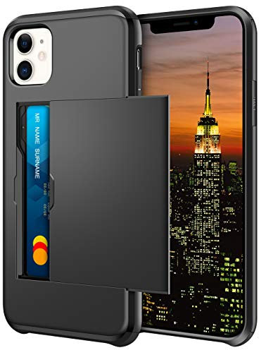 Coolden for iPhone 11 Case Wallet Cover Armor Shockproof Protective Heavy Duty Hard Back Soft Bumper Phone Cases Card Holder Slot Wallet Cover for iPhone 11 Phone Case (Black)