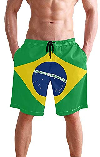 Eslifey - Costume da bagno estivo da uomo, motivo bandiera del Brasile, taglia L Multi L