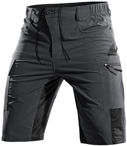Cycorld Kurze-Hosen-Herren,Wanderhose MTB Hose Herren Kurz Atmungsaktiv Schnelltrocknende Bermuda Cargo Shorts Arbeitshosen Männer Kurz Radhose Fahrradhose Mountainbike(Grau,3XL)
