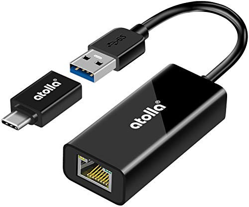 atolla Adaptador USB Ethernet, USB C Ethernet RJ45 Gigabit, USB LAN 1000 Mbps, Adaptador ethernet a USB c para Macbook, LAN USB Compatible con Nintendo Switch, Mac OS, Windows, Linux