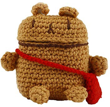 Funda para Auriculares inalambricos Interior de Silicona y Crochet por Fuera con Forma de Oso, marrón