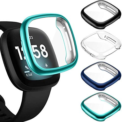 Axcellent [4-Pack Displayschutzhülle Kompatibel mit Fitbit Sense/Versa 3, TPU Robustes Stoßstangengehäusedeckel Allround-Schutzgehäuse-Zubehör [Kratzfest]