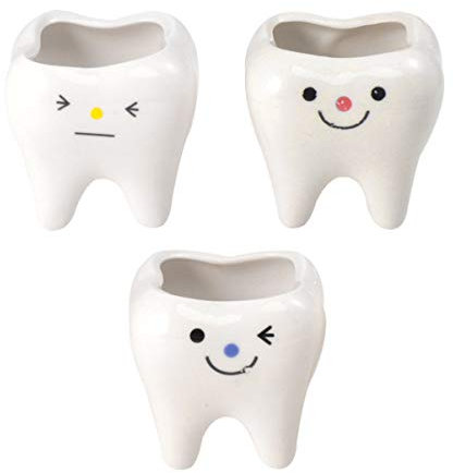 BESPORTBLE 3 Stücke Zähne Keramik Blumentopf Stiftbecher Stiftehalter Kleiner Sukkulenten Topf Deko Blumenvase Mini Übertopf Kaktus Pflanztopf für Büro Schreibtisch Organizer Wohnzimmer Tischdeko
