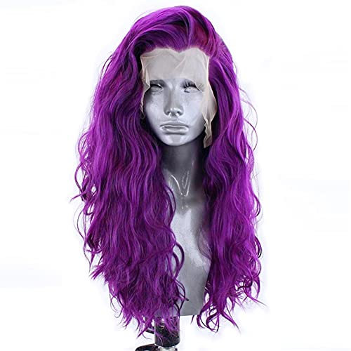 Haarteile Mode lange lockige Haarperücken Synthetische Spitze Front Perücke Lila Haar Hohe Temperatur Haar Wellenartige Perücken Für Frauen Cosplay Perücke Perücken ( Wig Length : 26inches )