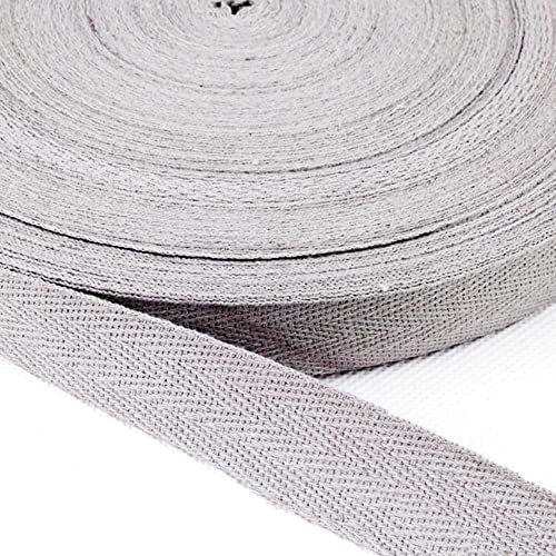 Baumwolle Schrägband,25 Yards x 20mm Einfassband Köperband Nahtband Baumwollband Textilband Fischgrätenband Köperband Wimpelband Twillband Webbing Band für Schneidern DIY-Nähen Basteln,Hellgrau A
