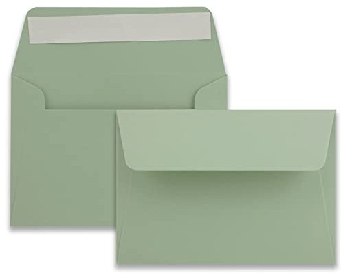 75x Brief-Umschläge B6 - Eukalyptus - 12,5 x 17,5 cm - Haftklebung 120 g/m² - breite edle Verschluss-Lasche - hochwertige Einladungs-Umschläge