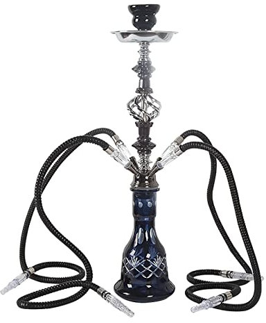 ZYFC Juego de Cachimba de 2 o 4 Mangueras - Juego de Shisha de Cachimba Premium de 21 con Jarrón de Vidrio, Tazón de Cerámica y Cenicero con Pinzas para Carbón, Sin BPA, para Principiantes