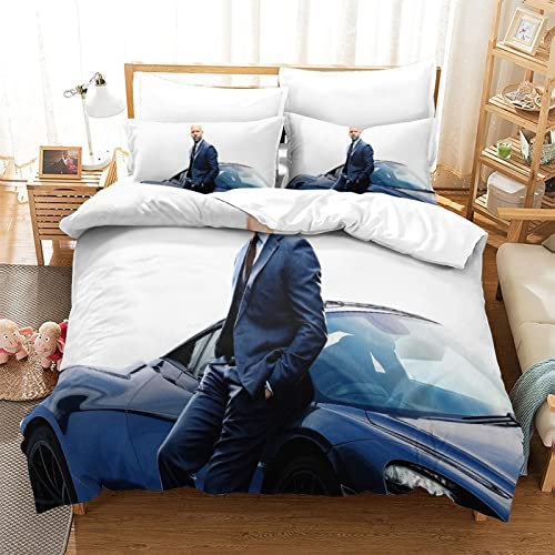 Fast and Furious Bettwäsche Bettbezug 135x200 cm Bettwäsche Set mit Reißverschluss und Kissenbezug Jugendliche Kinder Erwachsene Bettbezüge Bequem Hypoallergenic Mikrofaser