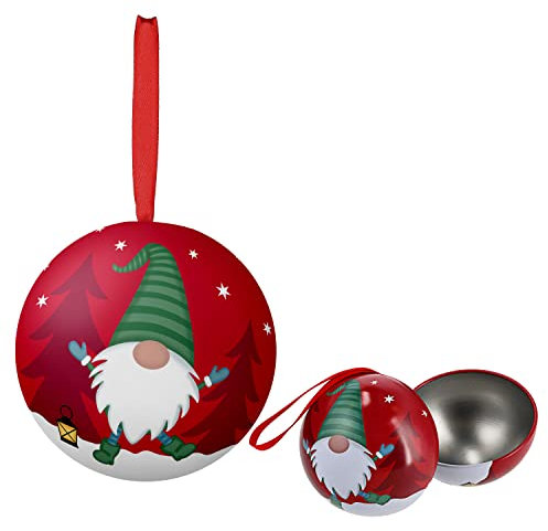 Santa Weihnachtskugel aus Metall zum Aufhängen und Öffnen Weihnachtsschmuck Christbaumkugel Weihnachtsmann (1x Weihnachtskugel Wichtel)