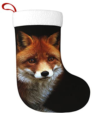 Personalisierte Weihnachtsstrümpfe mit Fuchs-Druck, Weihnachtsmann-Strümpfe, Weihnachtsdekoration, Kaminsims