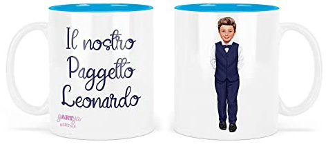 Tazza Plastica Infrangibile Personalizzata per Paggetto Bambino | Con Frase, Per Scuola e Asilo, Per Colazione e Merenda, Regalo per Nozze e Matrimonio