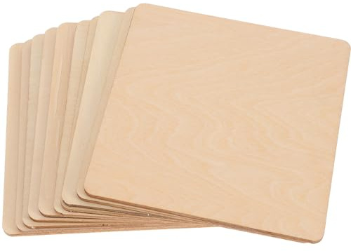 BESPORTBLE Clay Model Materials 10pcs Wood Board Unfinished Wood Plaque Blank Wooden Pieces Plywood Crafts Wall Tiles for Painting Craft Project School Project 10cm Natural Architecture