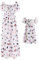 FYMNSI Mutter Tochter Kleid Maxikleider Partnerlook Mama und Mich Kleidung Sommer Outfits Kurzarm Boho Langes Strandkleid Familien Passenden Partykleid Elegante Freizeitkleid Schmetterling 3-4 Jahre
