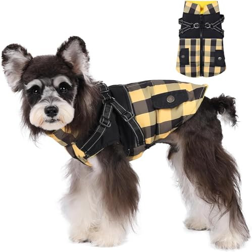 Savlot Wärme Hundemantel Winddicht Hundejacke Reflektierend Hundemantel Grosse Hunde Hundemantel Winter Wintermantel Hund Schneejacke mit Reißverschluss Hundejacke Outfit (L, Gelb)