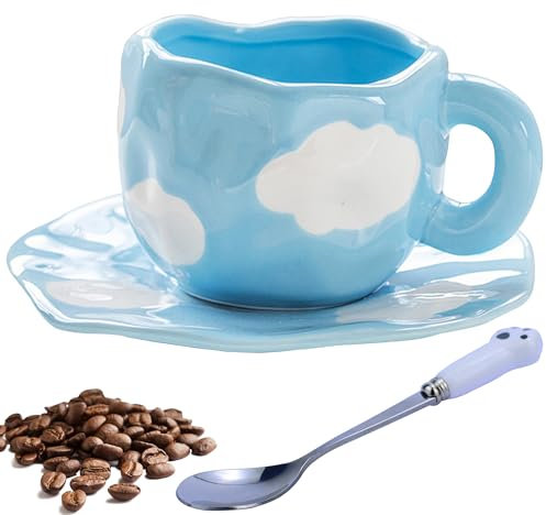Disoza Juego De Tazas De Café Con Platillo Taza Dulce Nube En El Cielo Regalos Para Mujeres Taza De Café 250 Ml Taza De Cerámica Regalo De Cumpleaños Para Mujeres Niña Mamá Novia