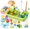 deAO Kitchen Play Sink with Running Water, Pretend Play Wash-up Kitchen Sets with Upgraded Water Faucet, Kids Role Play Dishwasher Toy with Kitchen Accessories for Chlidren (Green), Medium, WD-R43