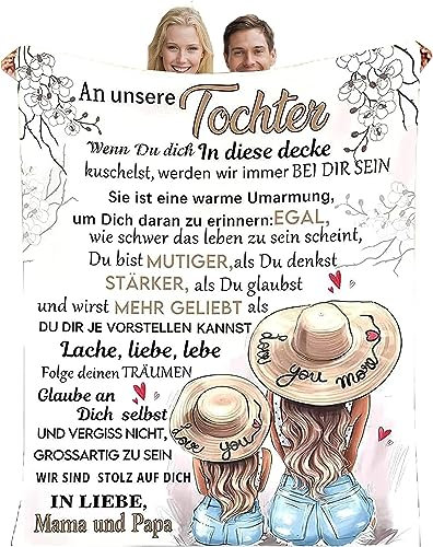 YGFADH Kuscheldecke Personalisierte Flauschige Geschenke Decke An Unsere Tochter von Eltern,Super Weiche Decke Mama und Papa für Tochter Positive Ermutigung und Liebe Tochter Sofadecke