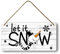 Geroclonup Let It Snow Schild für Haustür, Dekoration, Winter, Schneemann, Willkommensgruß, Bauernhaus, Holztürhänger für den Außenbereich, Veranda, rustikale Holz-Wandbehang, Dekoration, 15 x 30 cm