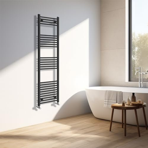 NRG Black Heated Towel Rail Straight Designer Bathroom Radiator - 1600×400mm