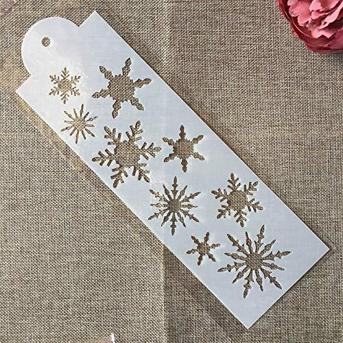 Wiederverwendbare Schablonen, 32 x 10 cm, Winter-Schneeflocke, Bastelschablonen zum Malen auf Holz, Wand, Leinwand, Stoff, Stein, Veranda, Schild, DIY-Kunstprojekte