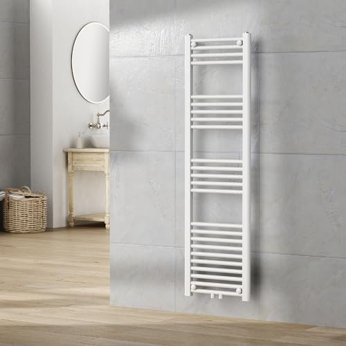 [neu.haus] Radiateur Sèche-Serviettes Chauffage pour Salle de Bain Porte-Serviettes Mural Chauffant à Eau Chaude 485 W Acier 140 x 40 cm Blanc