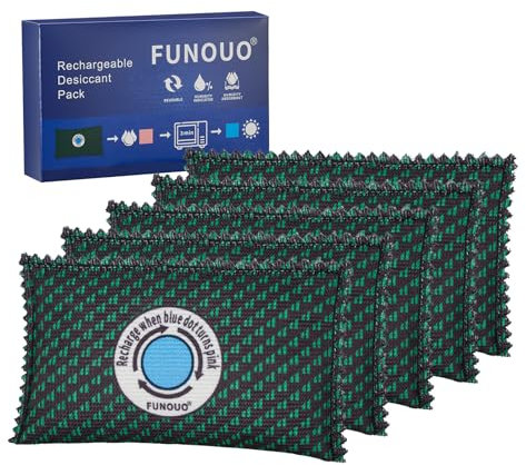 FUNOUO 100g Rechargeable Desiccant Pack of 5,Moisture absorbers for storage,Moisture absorbers Bag,Desiccant Dehumidifier bag,Dehumidifier for Home Closets,Gun Safe, and Cars