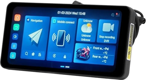 Navegador GPS para Motocicleta de 7 Pulgadas con Pantalla HR Resistente Al Agua, paraAuto Carplay, Navegación GPS con Pantalla Multimedia para Motos