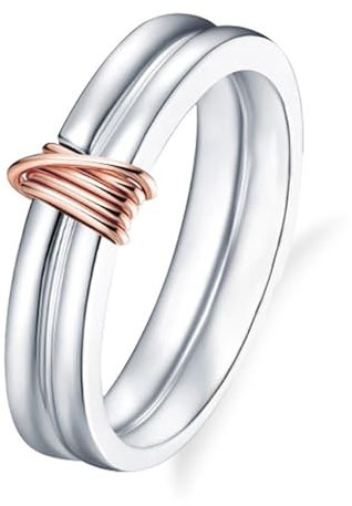 KnSam 14K 585 Rose Gold Ring, Kreuz Partnerringe in Ovalschliff, Au585 Rosegold Freundschaftsringe Trauringe Echter Schmuck