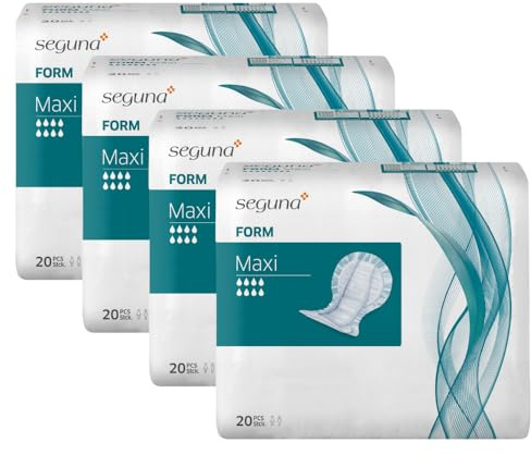 SEGUNA Form Maxi, Inkontinenzvorlagen für Frauen und Männer, Anatomische Vorlagen bei sehr schwerer Inkontinenz, Stuhlinkontinenz (Sparpaket (4 x 20 Stück))