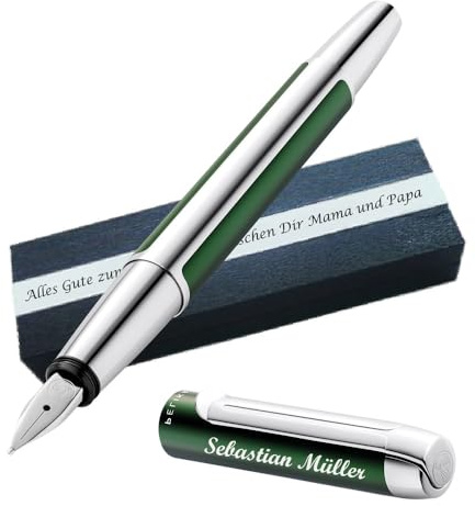 Pelikan Füllhalter Pura® P40 | inkl. mit Gravur | Waldgrün | inkl. Geschenkbox mit Wunscgravur | gravierter Füllhalter | Füller mit Gravur Geschenk