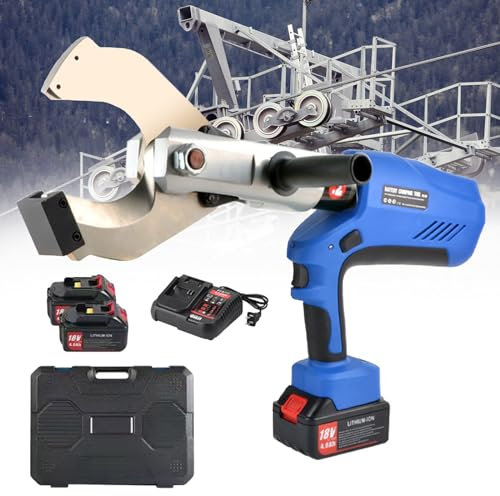 Battery Powered Hydraulic Cable Cutter, Electric Wire Cutting Tool Copper Cable Cutters for Cu/Al Cable and Armoured Cable with LED Light, Including Box (Blue),105C