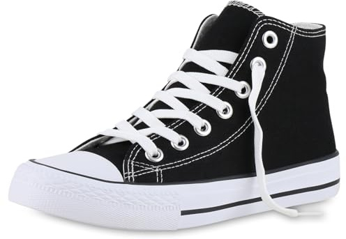 VAN HILL Damen Sneaker High Flach Bequem Schuhe