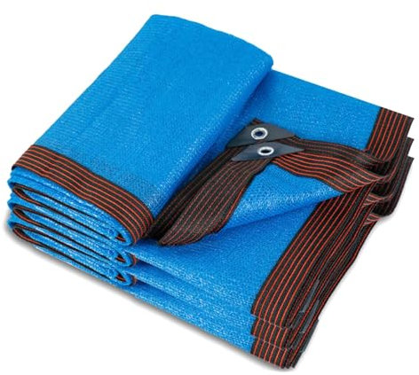 Schattiernetz 90% UV-Schutz Blau Stoffnetz Sonnenschutzplane mit Ösen für Zaun Tiere Balkon Carport Schattierungsnetz 1x4 2x1 3x1 6x5 7x7 4x4 2x10 1x12.m(2x5(m))