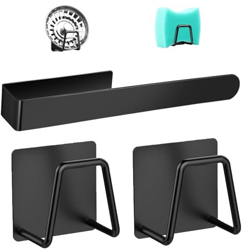 YUNXCNA Porta Asciugamani Adesivo, Portasciugamani da Bagno, Portasciugamani Autoadesivo Acciaio Inossidabile, Con 2 Supporti per Spugna in Acciaio Inox, per Rooms, Bathroom, Kitchen e Bidet
