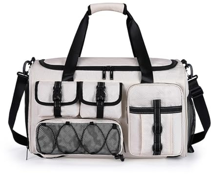 FANDARE 3 IN 1 Sporttasche Reisetasche Rucksack Herren Damen Weekender mit Schuhfach & Trocken- und Nasstrennung Handgepäck Doktortasche Fitnesstasche Trainingstasche Badetasche Reisetasche Weiß