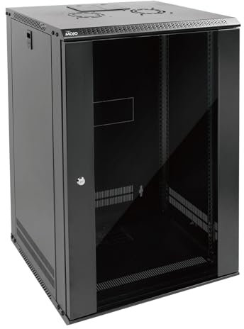 Tecmojo 18U Wall Mount Server Cabinet IT Network Rack Enclosure Lockable Door and Side Panels Black, Standard Glass Door, 17.7 inch(450mm)Depth, for 19” IT Equipment, A/V Devices, Flat Package