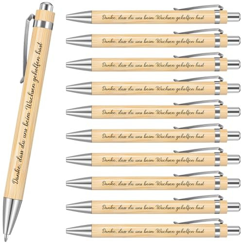 Tenare 10 Stück Dankeschön-Geschenkset für Lehrer Druckkugelschreiber aus Holz mit Spruch Abschiedsgeschenk für Erzieher Lehrertag(Danke)