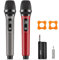 JYX Wireless Microphone with Rechargeable Receiver, Dual 2 UHF Cordless System, High-Fidelity Sound, Handheld Dynamic Microphone with 100ft Transmission Distance for Karaoke/Meeting/Wedding/Speech