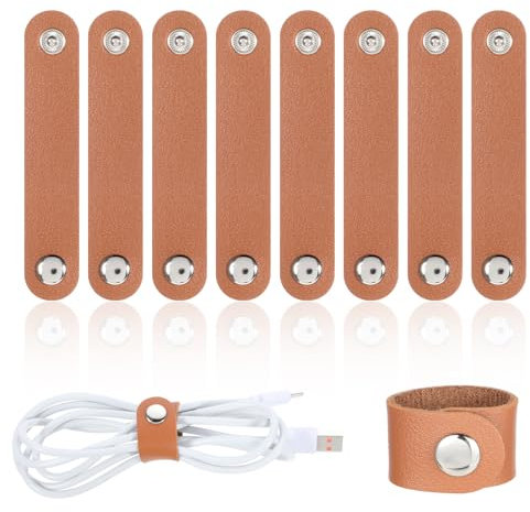 10 Stück Leder Kabel Organizer, 9,5 X 1,8 cm Cable Ties, Lederdraht Management Draht Organizer, Kabel Clip, Wiederverwendbare Kabelbänder für USB-Kabel, Kopfhörerkabel, Kurze Riemen