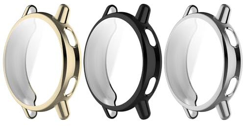 Chofit Schutzhüllen kompatibel mit Garmin Vivoactive 5, TPU-beschichtet, Schutzhülle für Vivoactive 5 (Schwarz + Gold + Silber)